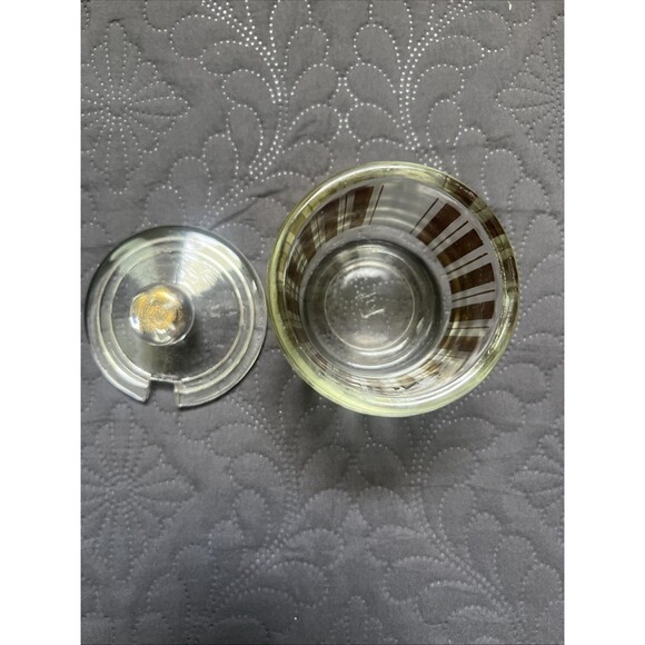 Vintage Glass Onion Condiment Container, Small 3” X 3” w/ Gold Stripes Houseware - Picture 3 of 9